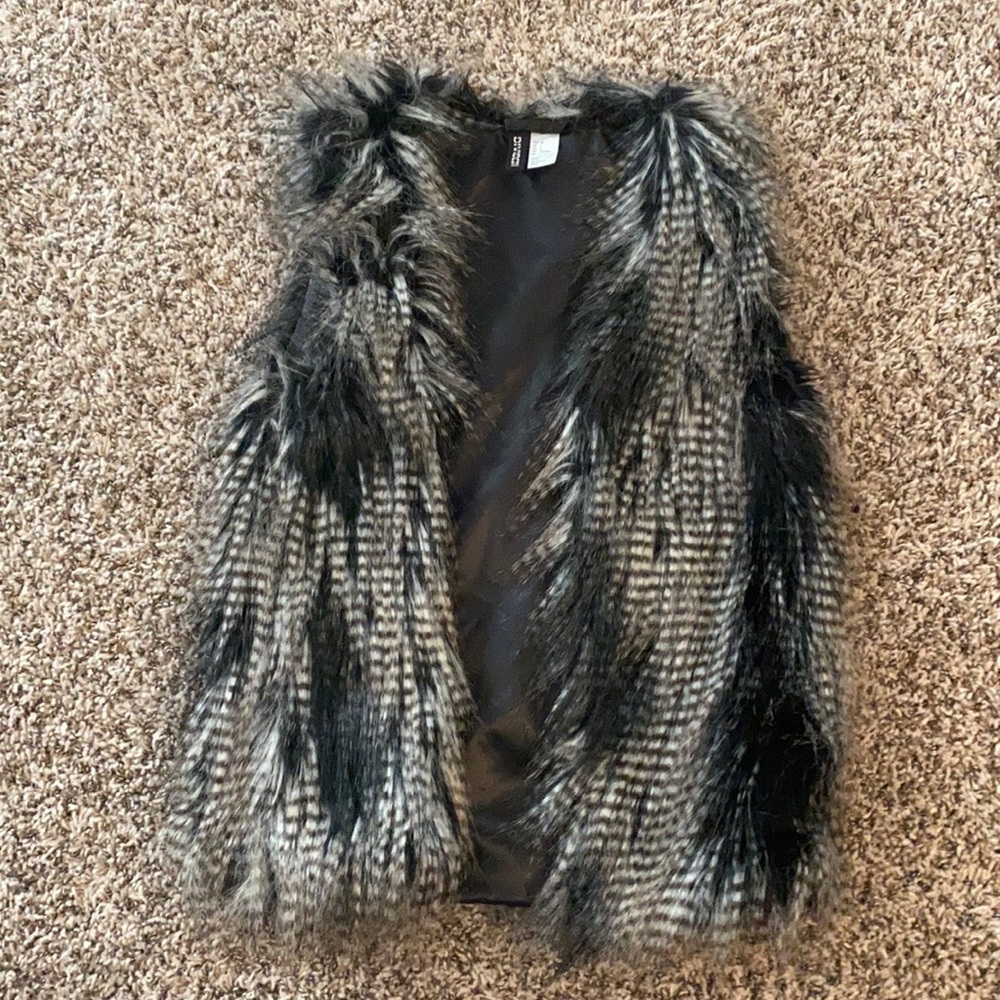 Black and Tan Feather vest
